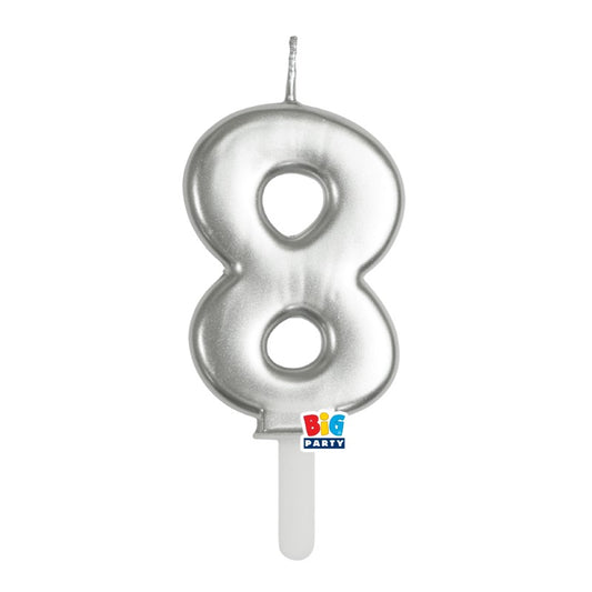 BIG PARTY CANDELA TINY PLUMP ARGENTO METAL 8 CM.7