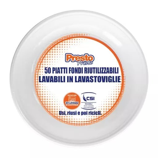PRESTO PRESTO 50 PIATTI FONDI RIUTILIZZABILI LAVABILI IN LAVASTOVIGLIE