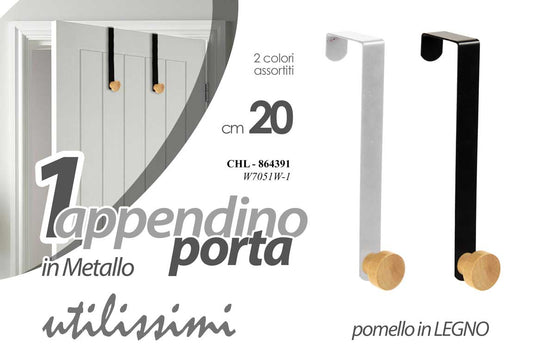GICOS APPENDINO PORTA IN METALLO POMELLO IN LEGNO CM.20 2 COLORI ASSORTITI