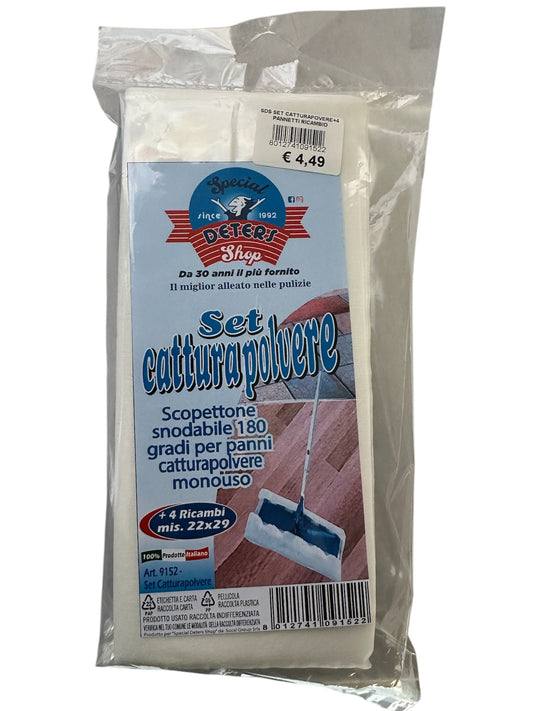 SDS SET CATTURAPOLVERE SCOPETTONE SNODABILE 180 + 4 RICAMBI CM.22X29