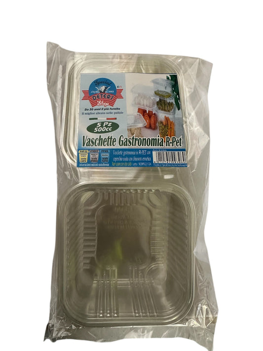SDS VASCHETTE GASTRONOMIA R-PET QUADRATE 500CC 5PZ