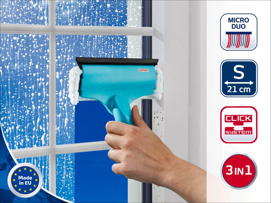 LEIFHEIT WINDOW & FRAME CLEANER COMPACT S MICRO DUO TERGIVETRI 3IN1 CLICK SYSTEM