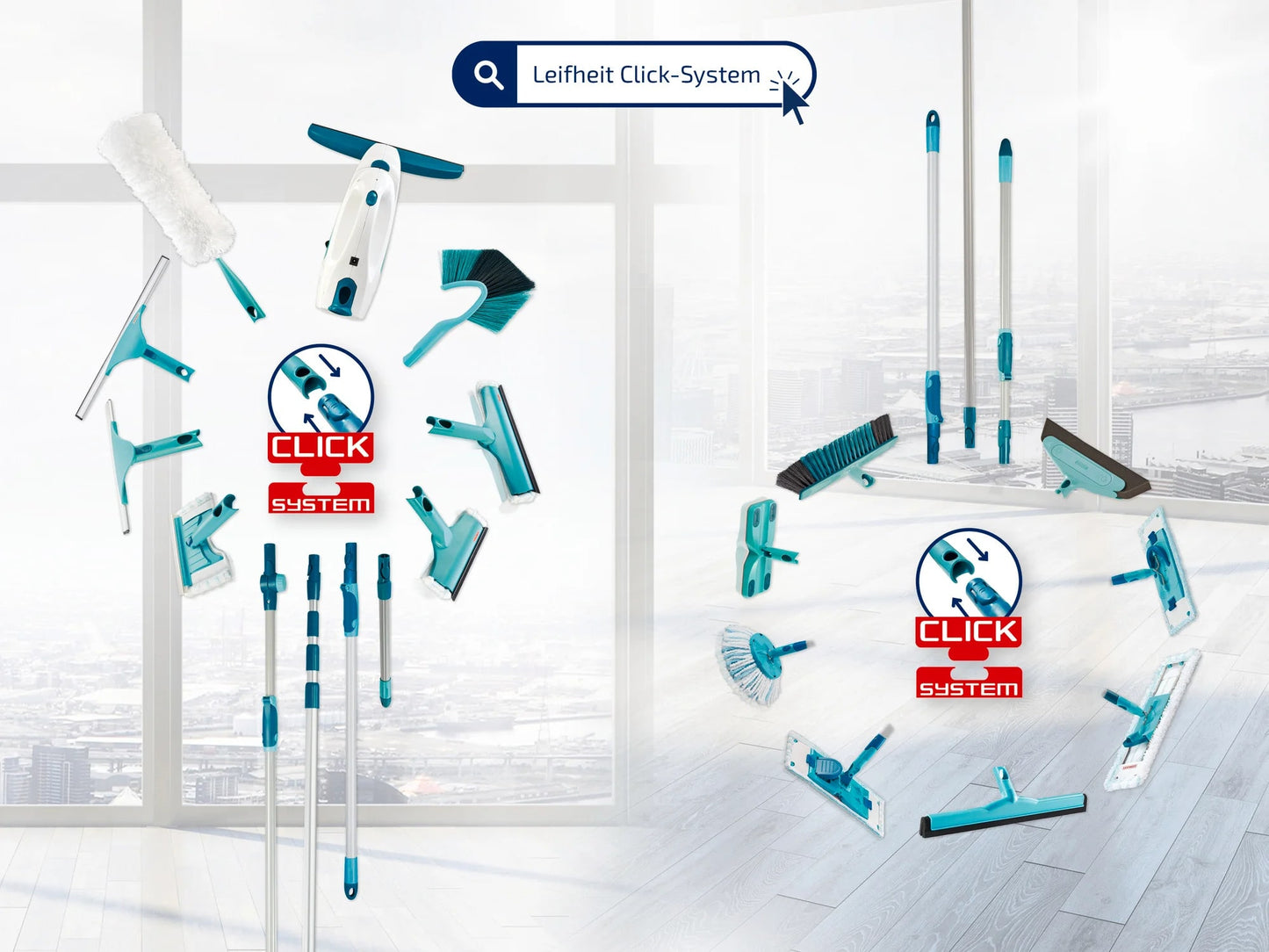 LEIFHEIT MANICO TELESCOPICO IN ACCIAIO PER SISTEMI 75-135CM CLICK SYSTEM