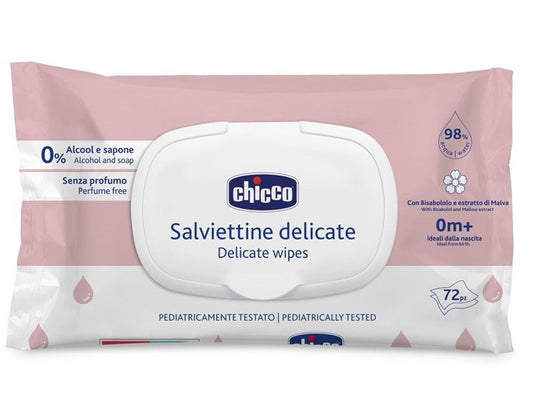 CHICCO SALVIETTINE DETERGENTI DELICATE CON TAPPO 72PZ BISABOLO E ESTRATTO DI MALVA