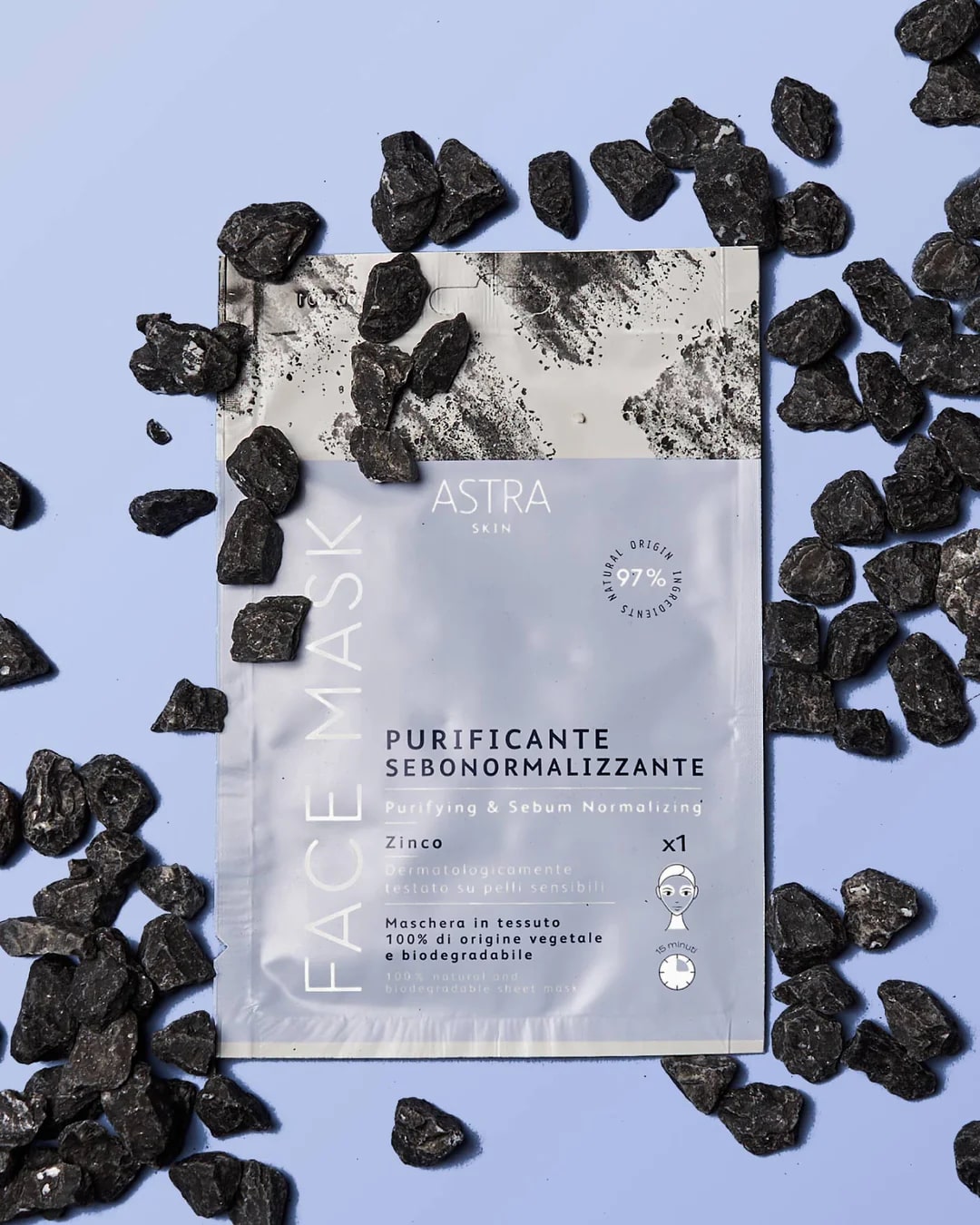 ASTRA SKIN MASCHERA VISO IN TESSUTO SIERO 13ML PURIFICANTE SEBONORMALIZZANTE ZINCO