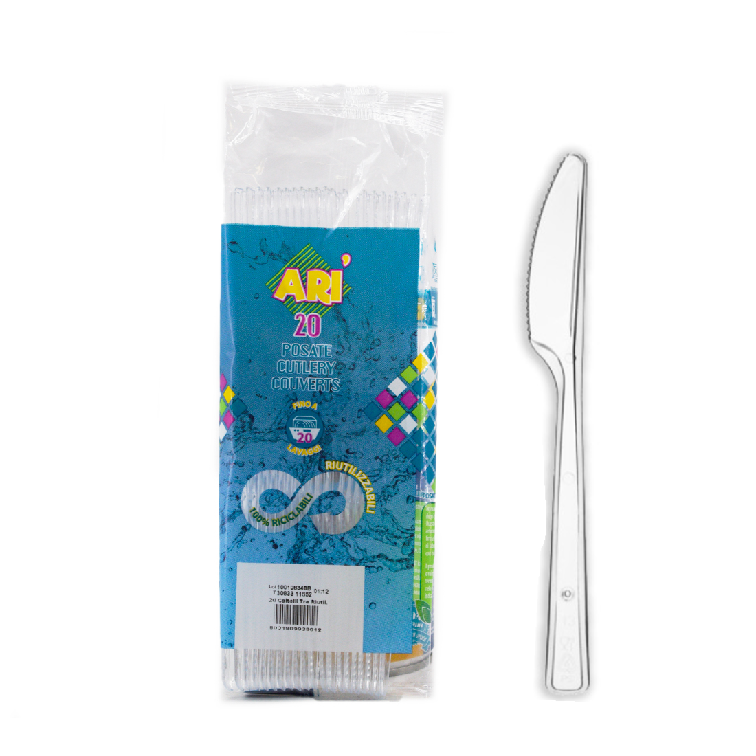 ARISTEA ARI' 20 COLTELLI TRASPARENTI RIUTILIZZABILI