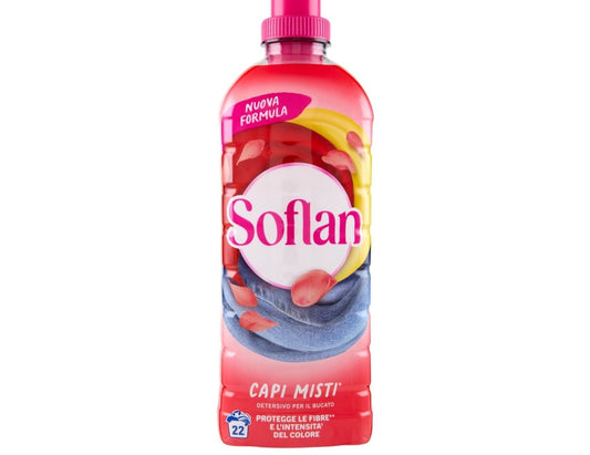 SOFLAN LANA,DELICATI & SINTETICI LIQUIDO 900ML 22LAV. CAPI MISTI PROTEGGE LE FIBRE E L'INTENSITA' DEL COLORE