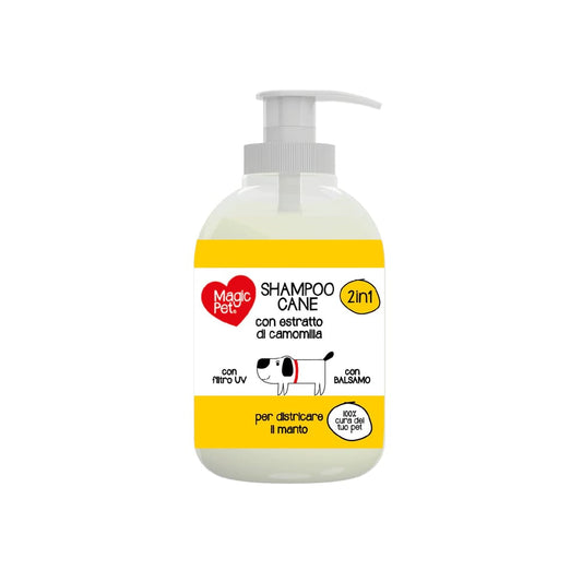MAGIC PET SHAMPOO CANE 300ML 2IN1 CON BALSAMO PER DISTRICARE IL MANTO ESTRATTO DI CAMOMILLA
