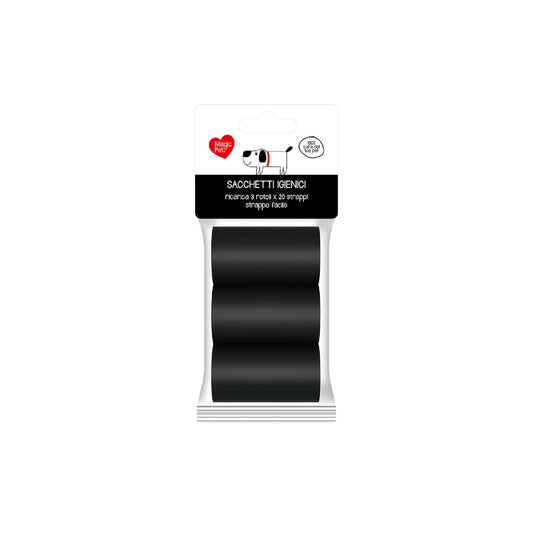 MAGIC PET SACCHETTI IGIENICI RICARICA 3 ROTOLI X 20 STRAPPI STRAPPO FACILE