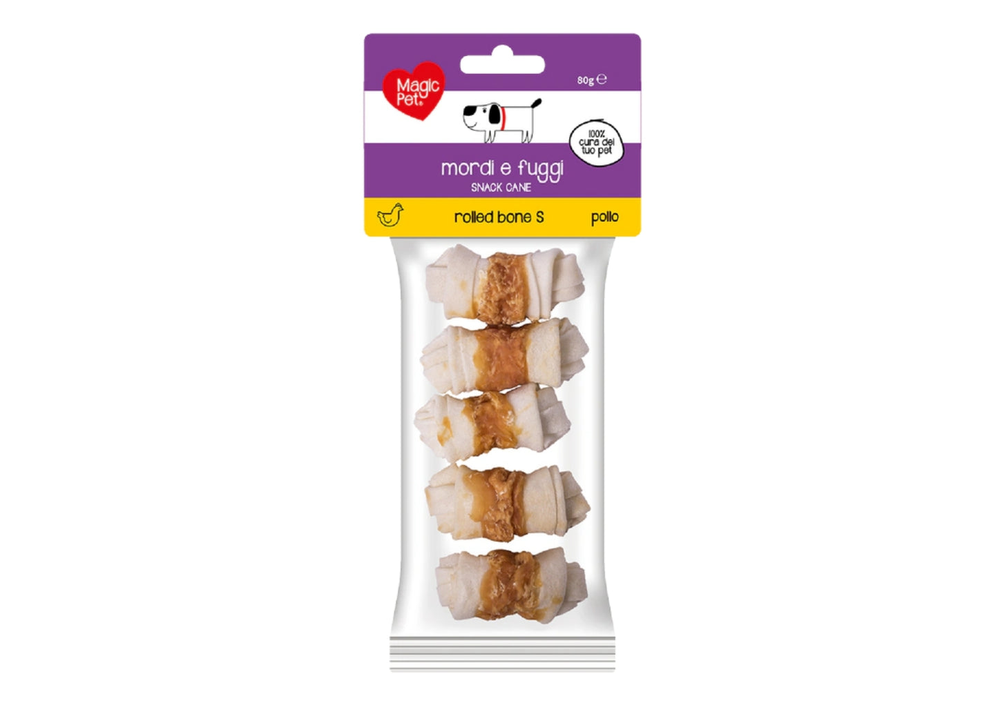MAGIC PET MORDI E FUGGI SNACK CANE ROLLED BONE S POLLO 80G