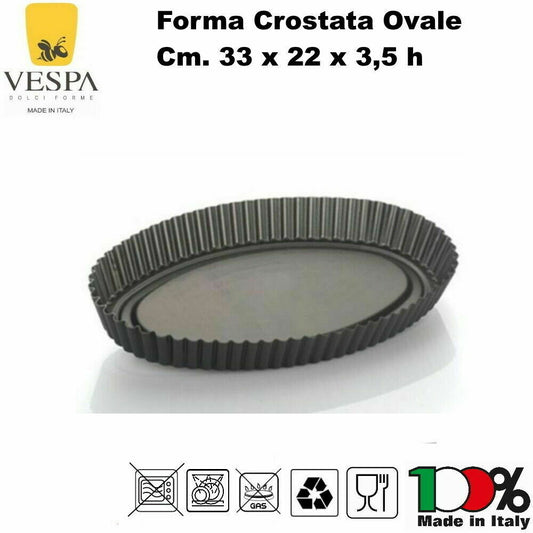 VESPA FORMA CROSTATA OVALE CM.33X22X3,5 FONDO RIALZATO ANTIADERENTE