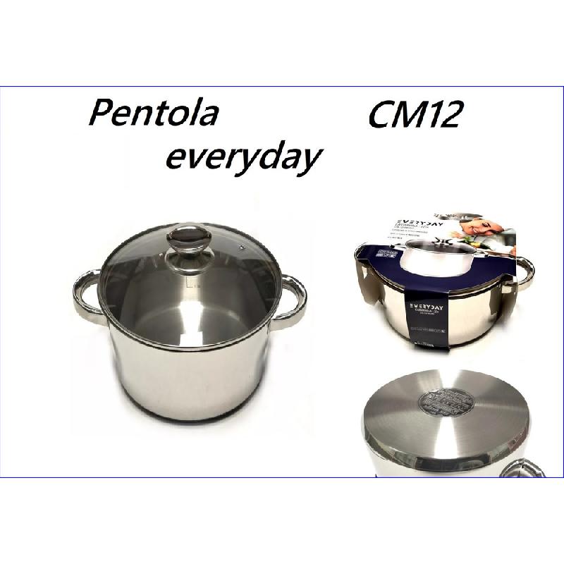 LETIZIA EVERYDAY PENTOLA IN ACCIAIO CON COPERCHIO IN VETRO CM.12