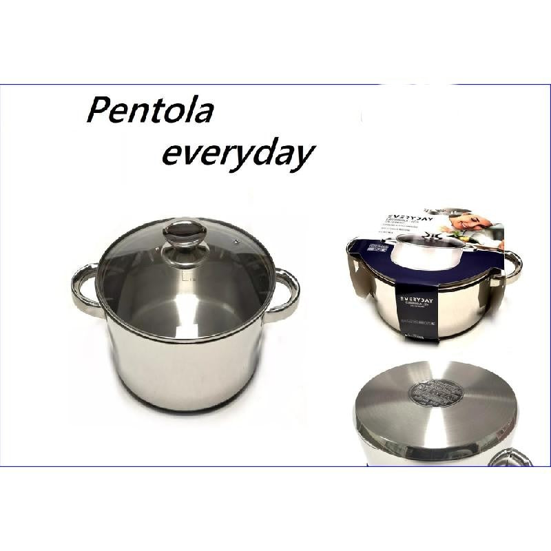 LETIZIA EVERYDAY PENTOLA IN ACCIAIO CON COPERCHIO IN VETRO CM.16