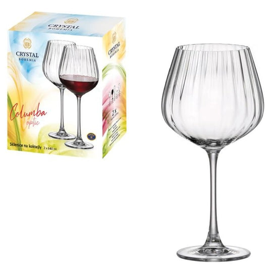 LETIZIA CRYSTAL BOHEMIA COLUMBA OPTIC SET 2 CALICI VINO ROSSO 640ML