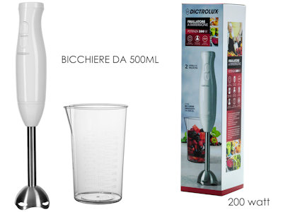 DICTROLUX FRULLATORE AD IMMERSIONE ACCIAIO CON BICCHIERE 500ML 200W 2 VELOCITA'