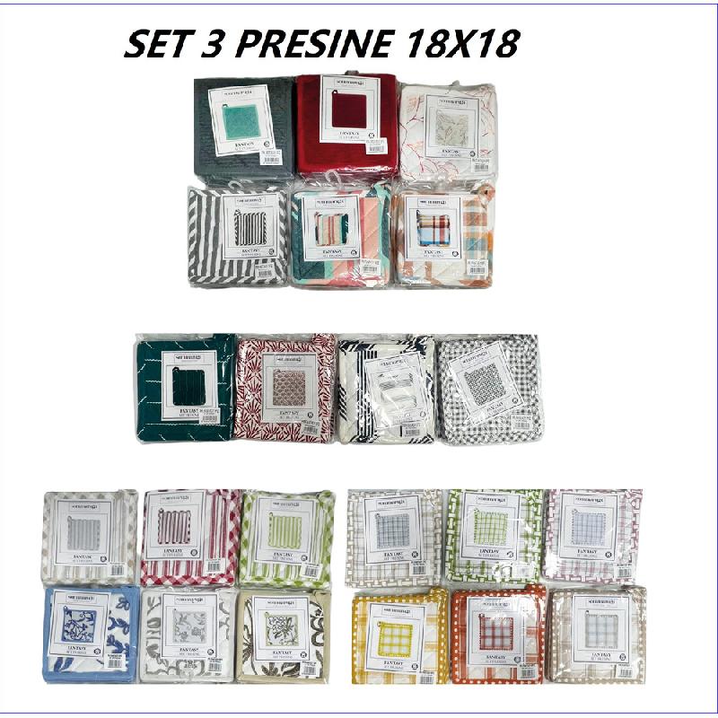 PREZIOSA SET 3 PRESINE IN COTONE CM.18X18 PR.FANTASY