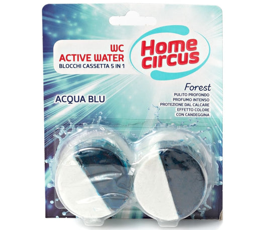 HOME CIRCUS WC ACTIVE WATER BLOCCHI CASSETTA 5 IN 1 ACQUA BLU FOREST CON CANDEGGINA 2PZ