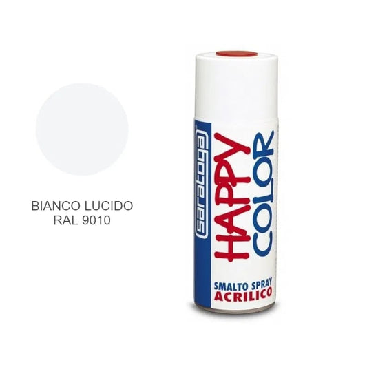 SARATOGA HAPPY COLOR SMALTO SPRAY BIANCO LUCIDO RAL 9010 400ML