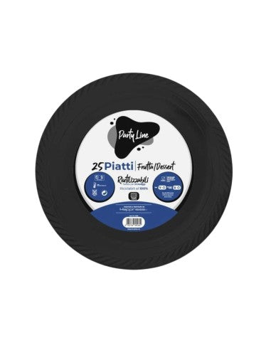 PARTY LINE 25 PIATTI FRUTTA/DESSERT CM.22 RIUTILIZZABILI NERO