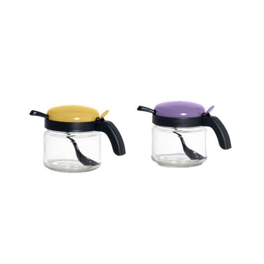 ARBEMA HEREVIN ZUCCHERIERA VETRO CON CUCCHIAIO 300CC COLORI ASSORTITI