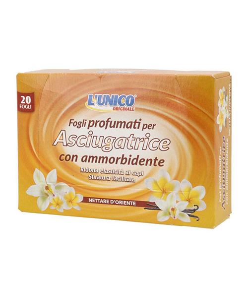 L'UNICO FOGLI PROFUMATI PER ASCIUGATRICE CON AMMORBIDENTE 20PZ NETTARE D'ORIENTE
