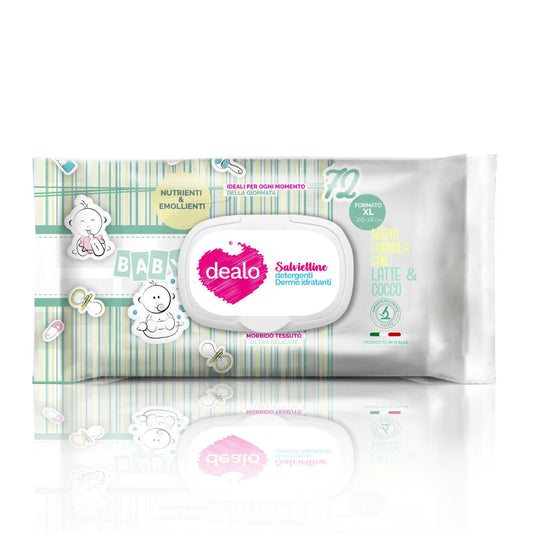 DEALO BABY SALVIETTINE DETERGENTI IGIENIZZANTI 72PZ LATTE & COCCO