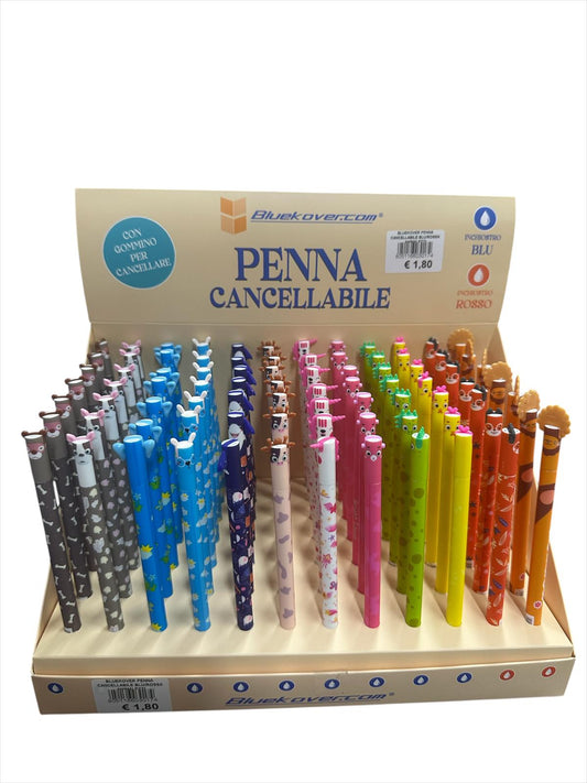 BLUEKOVER PENNA CANCELLABILE ANIMALETTI BLU/ROSSA