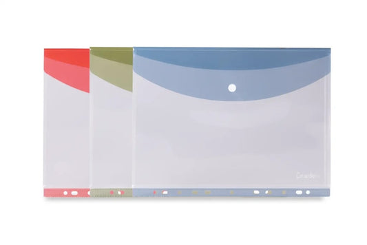COLOURBOOK BUSTA CON BOTTONE A4 ORIZZONTALE FORATA