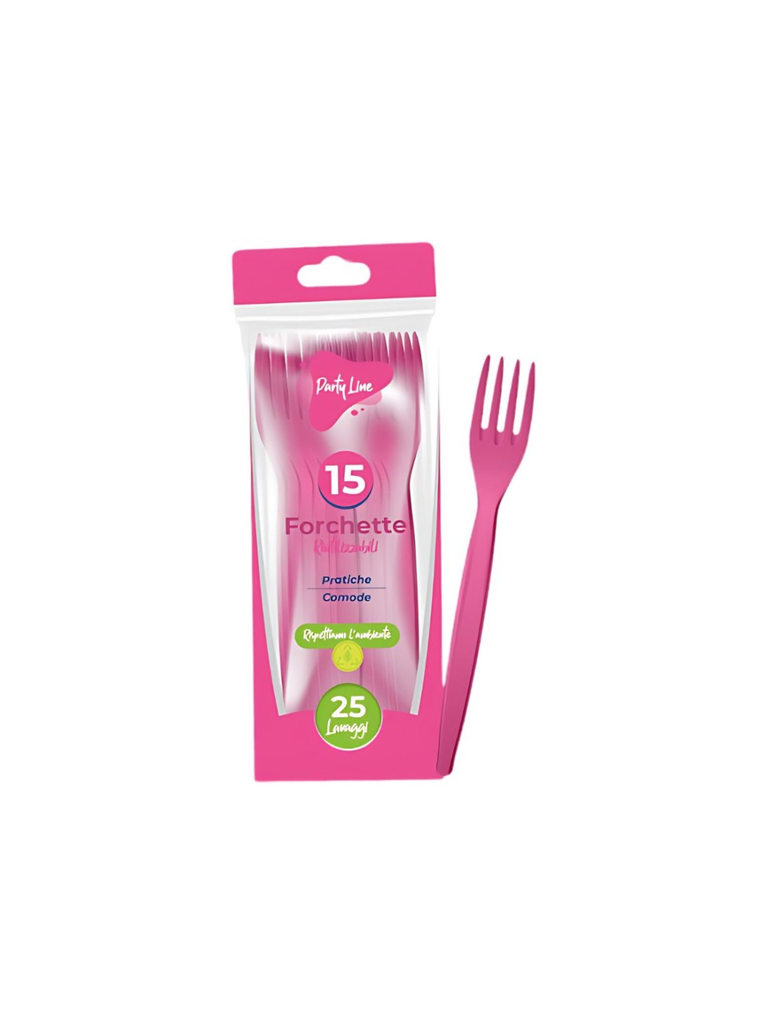 PARTY LINE 15 FORCHETTE RIUTILIZZABILI FUCSIA