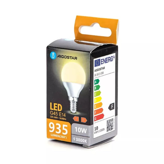 AIGOSTAR LED SFERA E14 10W=935 LUMEN 3000K