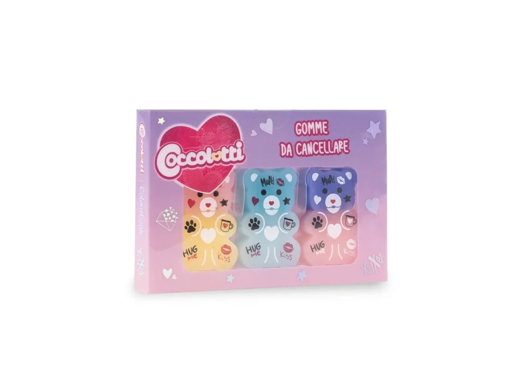 COLOURBOOK COCCOLOTTI LOVE&TELL SET 3 GOMME DA CANCELLARE