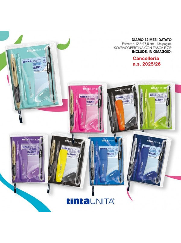TINTA UNITA DIARIO AGENDA MONOCOLORE 2025/2026+ACCESSORI