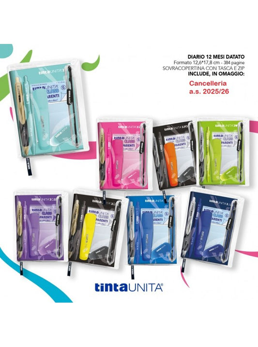 TINTA UNITA DIARIO AGENDA MONOCOLORE 2025/2026+ACCESSORI