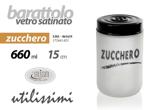 GICOS BARATTOLO VETRO SATINATO 660ML ZUCCHERO 15CM ERE-861635