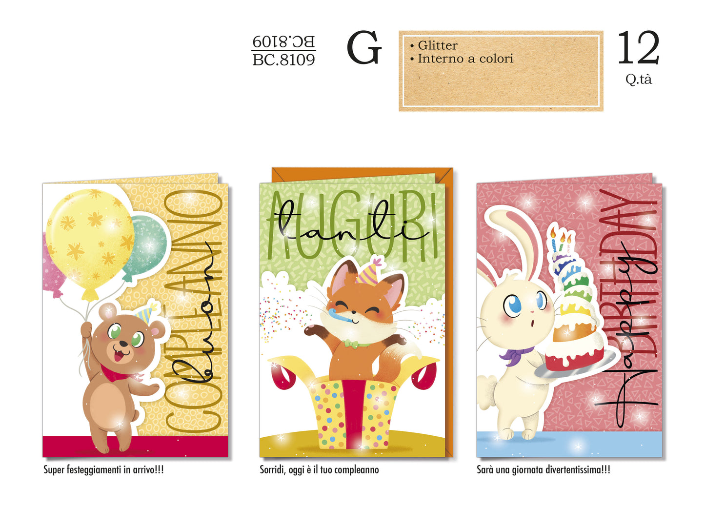 CROMO NB BIGLIETTO COMPLEANNO ANIMALETTI BC.8109