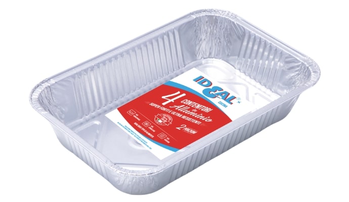 IDEAL CUCINA 4 CONTENITORI IN ALLUMINIO 2 PORZIONI