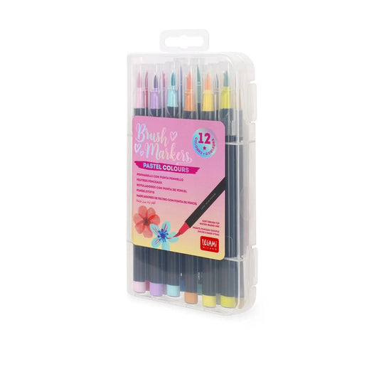 LEGAMI MILANO SET 12 PENNARELLI PUNTA PENNELLO BRUSH MARKERS PASTEL COLOURS