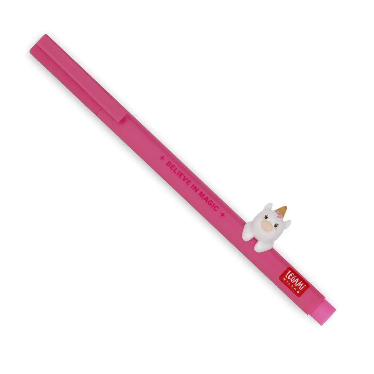 LEGAMI MILANO PENNA GEL CON ANIMALETTO DECORATIVO LOVELY FRIENDS 0,5MM UNICORN "BELIEVE IN MAGIC" INCHIOSTRO NEON PINK