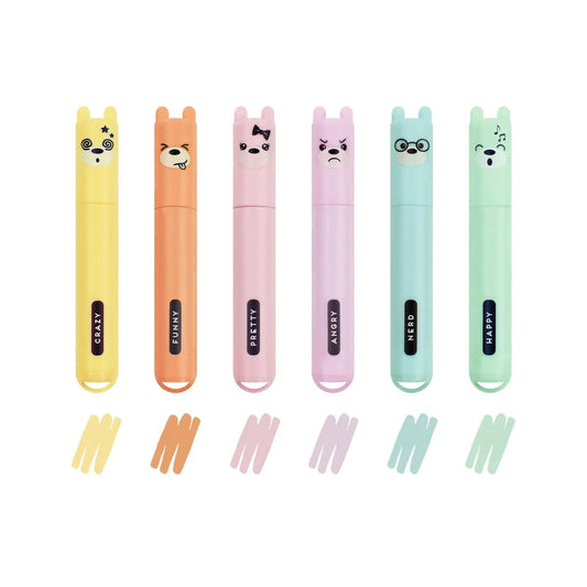 LEGAMI MILANO SET DI 6 MINI EVIDENZIATORI PASTELLO TEDDY'S STYLE TEDDY BEAR