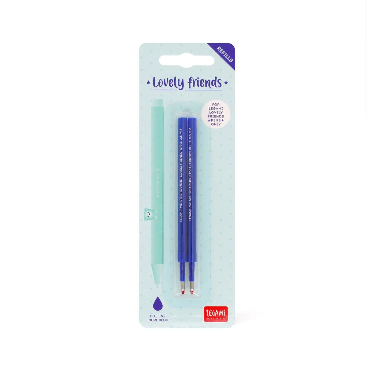 LEGAMI MILANO 2 REFILL PENNA GEL LOVELY FRIENDS INCHIOSTRO BLU