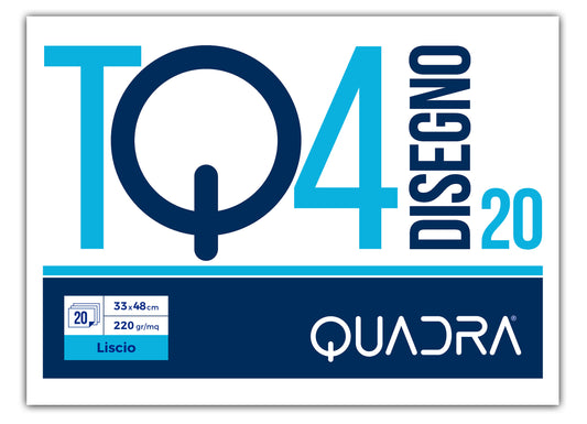 TOP QUALITY QUADRA BLOCCO DA DISEGNO C4 20 FOGLI 220GR/M2 33X48 LISCIO