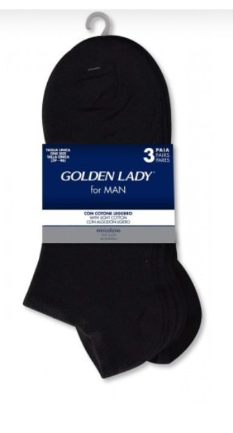 GOLDEN LADY FOR MEN MINICALZINO 3 PAIA TG. UNICA NERO
