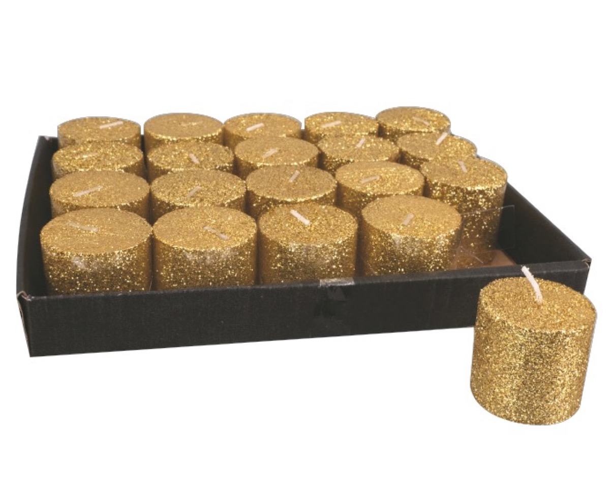 EURONATALE CANDELA CILINDRO GLITTER CM.4X4 ORO