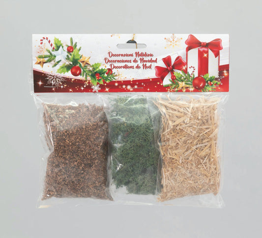 EURONATALE DECORAZIONI NATALIZIE SET PRESEPE SUGHERO+LICHENE+PAGLIA PR-24860