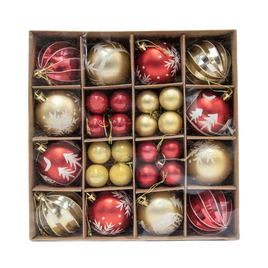 KASAVIVA NATALE JOY BOX 44 SFERE ROSSO/ORO (12PZ CM.6+32PZ CM.3)