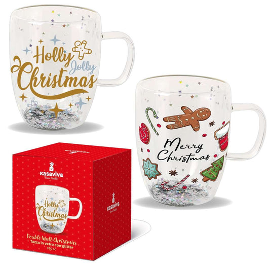 KASAVIVA NATALE TAZZA VETRO DOUBLE WALL XMAS 350CC ASSORTITA
