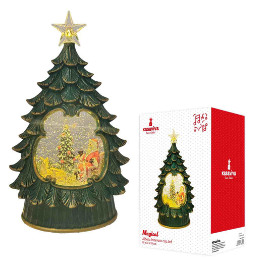 KASAVIVA NATALE MAGICAL ALBERO INNEVATO CON LED CM.16X10X26H