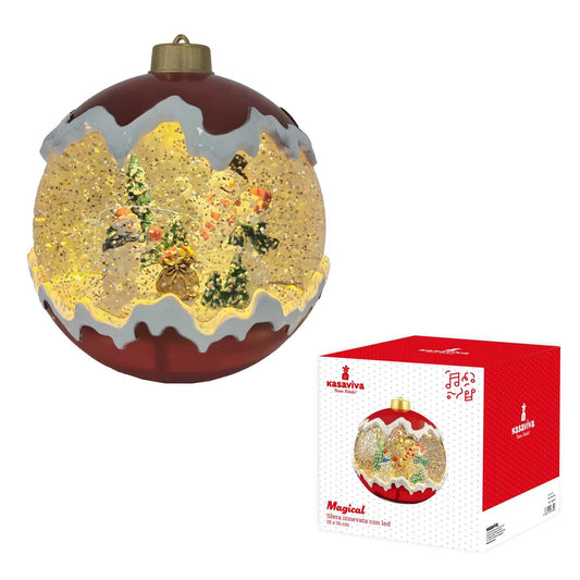 KASAVIVA NATALE MAGICAL SFERA INNEVATA CON LED CM.15X16