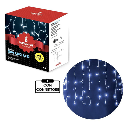 KASAVIVA NATALE TENDA 504 LED BIANCO GHIACCIO 42 STRINGHE CAVO TRASPARENTE CON CONNETTORE