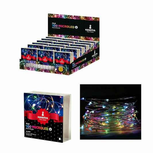 KASAVIVA NATALE FILO 100 MICROLED A BATTERIA MULTICOLOR LUNGHEZZA 10,3MT